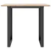 A table with a wooden top and gray metal legs, shown from the front against a white background. Produktbild-Vorschau
