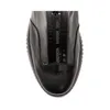 A close-up view of the toe and zipper area of a black leather shoe. Náhled obrázku produktu