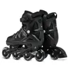 A pair of black inline skates is shown against a white background. Produktbild-Vorschau