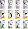 A grid of 12 cans of dog food, with three rows and four columns. Each row features a different flavor: Rabbit, Goat, and Wild Boar. Náhľad obrázku produktu