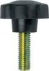 A close-up studio shot of a black knob with a threaded metal bolt. Podgląd zdjęcia produktu