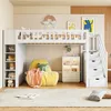 A child's bedroom featuring a loft bed with storage, a beanbag chair, and decorative elements. Anteprima dell’immagine prodotto
