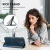 A woman is looking down at a table while a phone case is displayed in the foreground. Produktbild-Vorschau