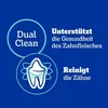 Marketing graphic with text and icons related to dental hygiene. Produktbild-Vorschau