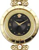 A close-up studio shot of a gold and black Versace watch. Produktbild-Vorschau