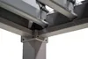 A close-up view of the corner joint of a metal pergola structure, showing the connection between a vertical support post and horizontal beams. Produktbild-Vorschau