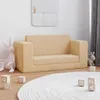 vidaXL Kinder-Schlafsofa 2-Sitzer Creme Weicher Plüsch Produktbild-Vorschau 2