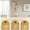 A dining room setting with a chandelier and a framed picture on the wall, with three variations of the chandelier shown below. Produktbild-Vorschau