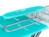 A close-up view of a turquoise ironing board cover with silver metal supports. Produktbild-Vorschau