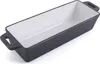 A rectangular cast iron baking dish with white enamel interior and black exterior, shown from a slightly elevated angle against a white background. Produktbild-Vorschau