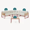 Loungeset 'Karg' Sofa mit Couchtisch Kissen Rattanoptik Rot Produktbild-Vorschau 5