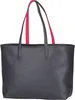 A black tote bag with red accents on the handles, shown against a white background. Anteprima dell’immagine prodotto