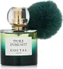 A perfume bottle with a fluffy pom-pom attached to the sprayer. Voir les images du produit