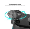 Close-up of a rotatable microphone probe on a black electronic device, with a blue arrow indicating rotation. Produktbild-Vorschau