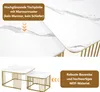 A close-up view of a marble-patterned tabletop and a set of nesting tables with gold legs. Náhľad obrázku produktu