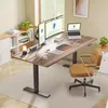 A modern home office setup with a standing desk, monitors, laptop, and chair. Produktbild-Vorschau