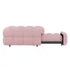 A pink sofa bed extended into a bed, shown from the side. Anteprima dell’immagine prodotto