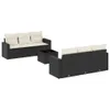 Design 7-tlg. Garten-Sofagarnitur mit Kissen Schwarz Poly Produktbild-Vorschau 2