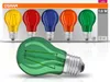 A product shot of colored LED light bulbs in packaging, with one bulb in the foreground. Anteprima dell’immagine prodotto