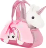 A plush unicorn toy peeking out of a pink handbag. Náhľad obrázku produktu
