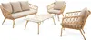 A beige and cream rattan garden furniture set including a sofa, two armchairs, and a coffee table, displayed on a white background. Náhľad obrázku produktu