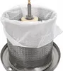 A close-up shot of a fruit press mechanism with a white mesh bag draped over the top. Produktbild-Vorschau