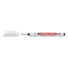 A white marker pen with a transparent cap next to it, on a white background. Produktbild-Vorschau