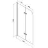 Technical drawing of a shower screen with dimensions. Voir les images du produit
