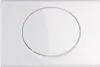 A white toilet flush plate with a circular button. Produktbild-Vorschau