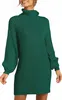 ASKSA Damen Rollkragen Pulloverkleid Einfarbig Laterne Produktbild-Vorschau 2