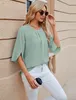ASKSA Chemise Femme Manches 3/4 Plissées Col rond Voir les images du produit 6
