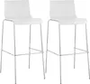 Two white bar stools with chrome legs are shown against a white background. Podgląd zdjęcia produktu