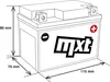 A technical drawing of a battery with dimensions indicated. Produktbild-Vorschau