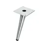 A single chrome furniture leg with a square mounting plate, isolated on a white background. Voir les images du produit