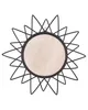A round mirror with a sunburst frame made of black rattan, set against a white background. Produktbild-Vorschau