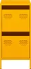 A yellow metal cabinet with two doors, each with two circular perforated sections. Podgląd zdjęcia produktu