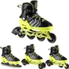A collage of inline skates and ice skates, showing different configurations. Produktbild-Vorschau