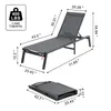 Diagrams and dimensions of a folded and unfolded chaise lounge chair. Produktbild-Vorschau