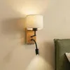 Lucande Wandlampe Lieske, beige, Textil, E27, LED-Leselicht Produktbild-Vorschau 2