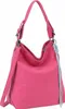 A pink hobo bag with a light blue tassel detail, shown against a white background. Produktbild-Vorschau