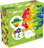 A product box for Hubelino building blocks, showing colorful blocks and examples of creations. Produktbild-Vorschau