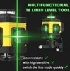 Krížový laser profi 4D Laserová vodováha 16 línií Zelená Náhľad obrázku produktu 3