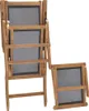 Two folded wooden lounge chairs with black mesh seats are shown against a white background. Voir les images du produit