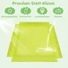 Marketing image showing a lime green fabric with water splashing on it and sunlight rays, with text and icons above. Anteprima dell’immagine prodotto