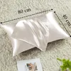 Satin Kissenbezug 2er Set 40x80cm Beige mit Haargummis Produktbild-Vorschau 4