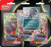 A Pokemon TCG product box containing booster packs and a trading card. Produktbild-Vorschau