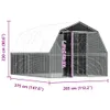 A diagram showing the dimensions of a silver-colored chicken coop. Produktbild-Vorschau