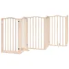 A wooden pet gate with multiple panels and a door, set against a white background. Náhled obrázku produktu