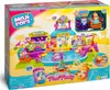 A colorful toy playset box depicting a pool party scene with MojiPops characters. Produktbild-Vorschau