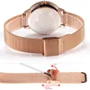 Alienwork Damen-Armbanduhr Quarz rose-gold mit Metall Mesh Produktbild-Vorschau 5